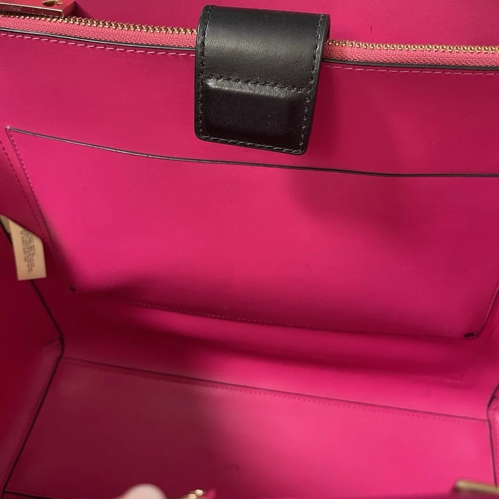 Kate Spade‎ Black & Hot Pink Leather Tote Bag Large - Picture 3 of 16